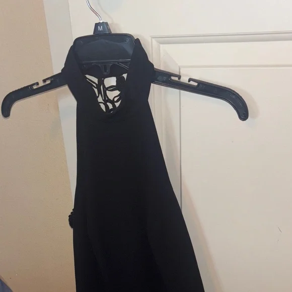 Elegant Black Halter Dress lace back high neck 6 - Picture 4 of 5